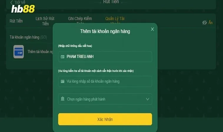 Hướng Dẫn Rút Tiền HB88 Nhanh Chóng, An Toàn Trong 5 Phút Năm 2025 2 Giao diện rút tiền HB88